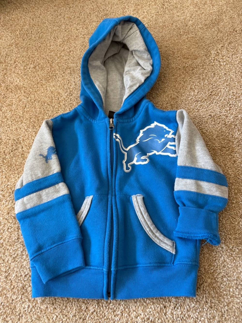 Toddler Blue and Gray Detroit Lions Zip-Up Hoodie